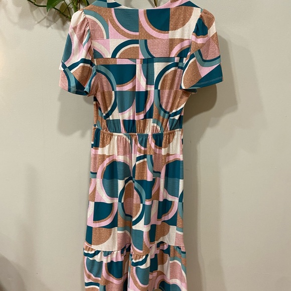 Multicolor Geometric Patterned Dress - Picture 3 of 5